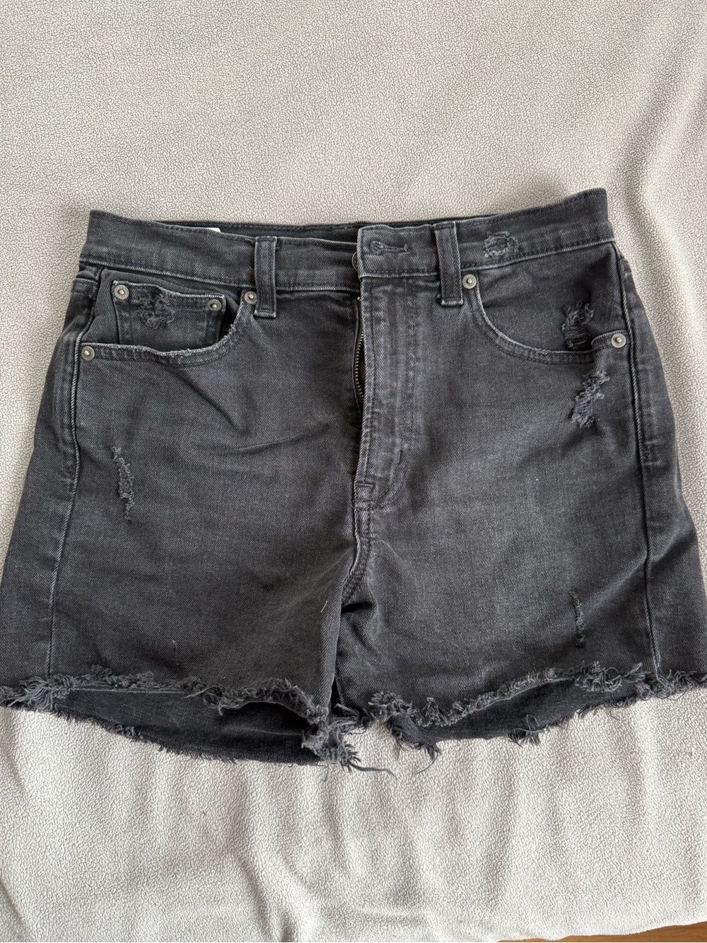 GAP Washed Black Distressed Denim Cutoff Shorts